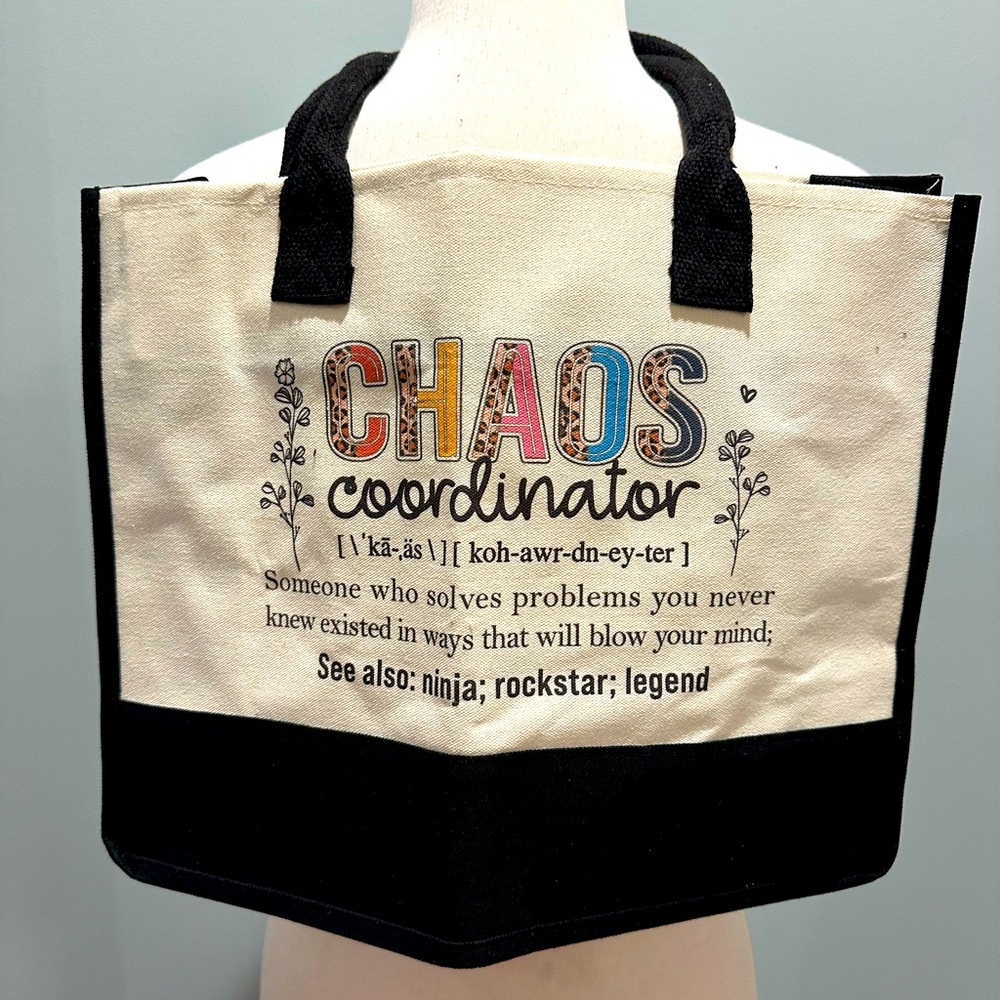 Chaos Coordinator zippered canvas tote bag new without tags never used